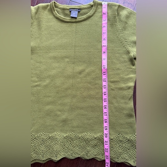 ANN TAYLOR Factory 100% Cotton Short Sleeve Sweater Multi Season Green Size Med - Picture 4 of 8